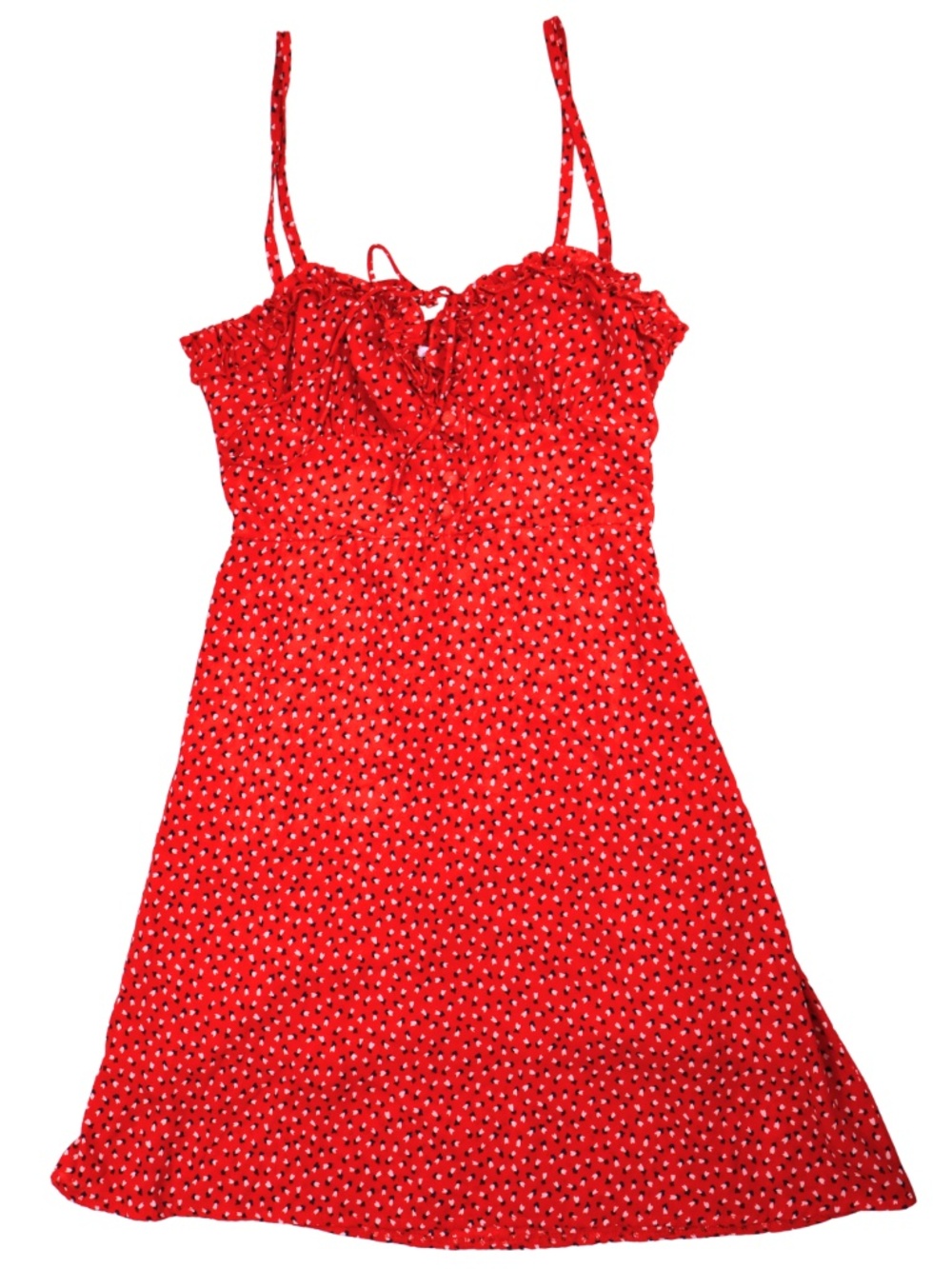 Princess Polly Red Ruffle Mini Dress Tie Front Spaghetti Strap Size 4